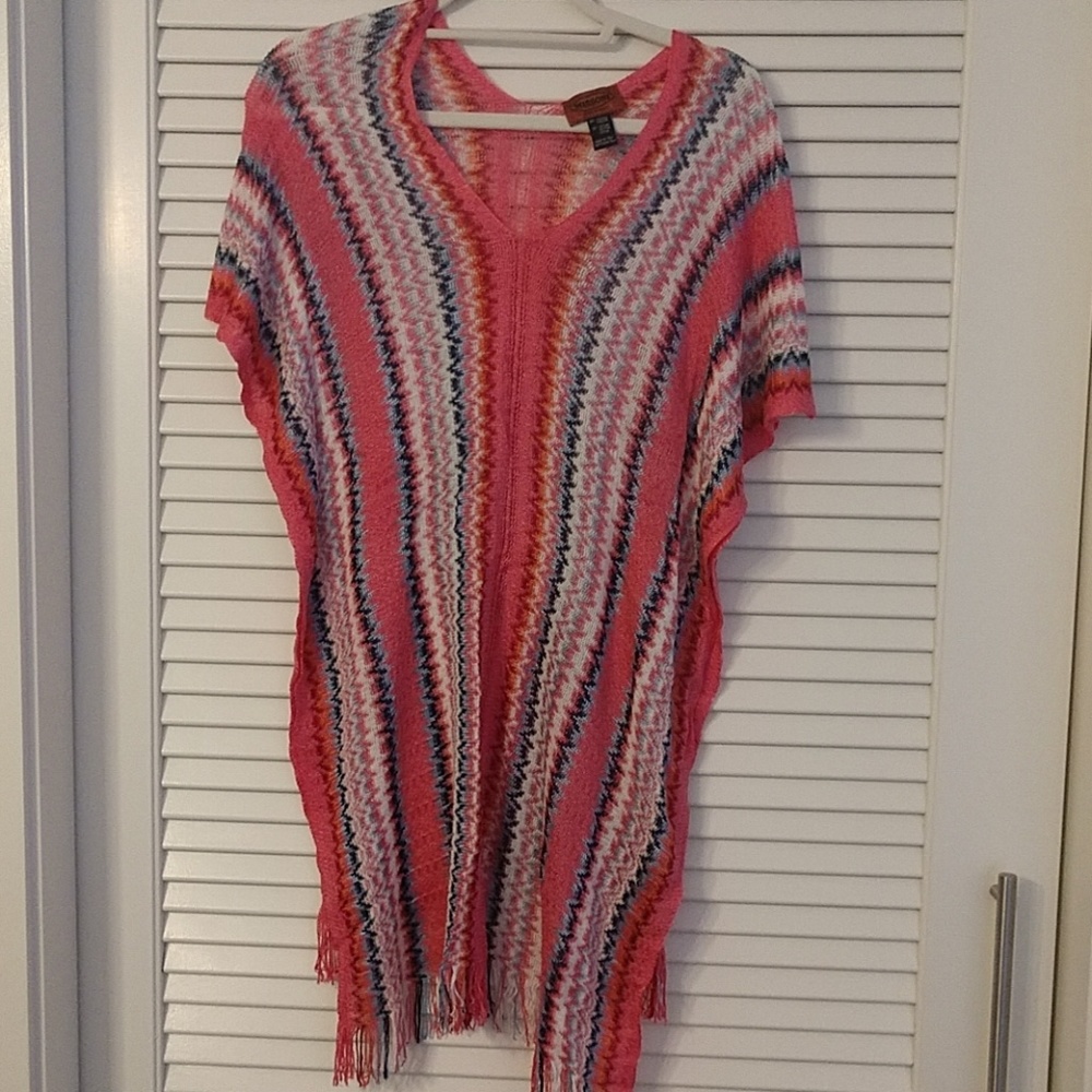 Missoni Zigzag Knit Poncho with fringe